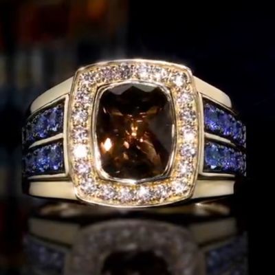 6ct cushion-cut sterling silver plated with yellow gold handmade ring