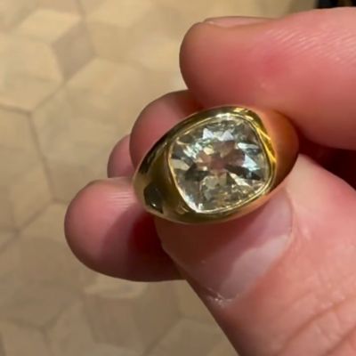 3ct cushion-cut sterling silver plated with yellow gold handmade ring