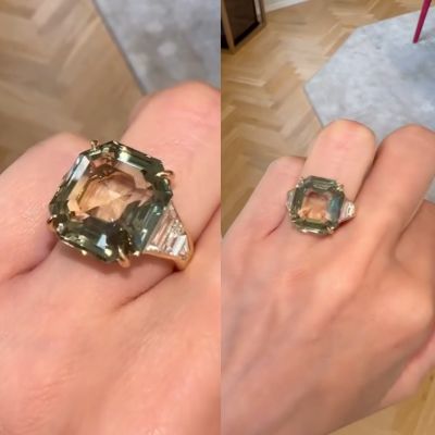 6ct cushion-cut citrine sterling silver plated with yellow gold handmade ring