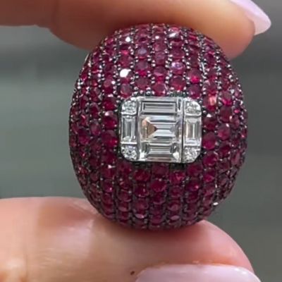 4ct Emerald-cut Sterling Silver Plated with Yellow Gold Handmade Ring