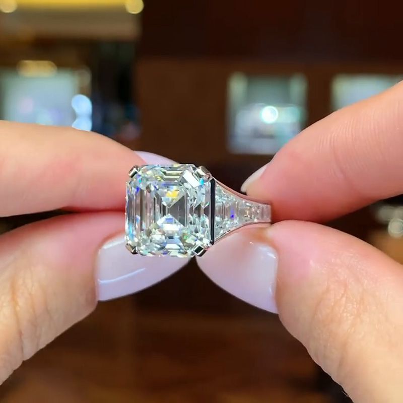 Asscher cut white sapphire ring discount
