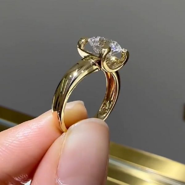 3.0 CT Round Cut White Diamond Unique Sterling Silver  Plated Ring