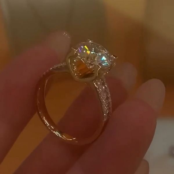 2Ct Round Cut Diamond Solitaire Engagement Ring 14K Yellow Gold