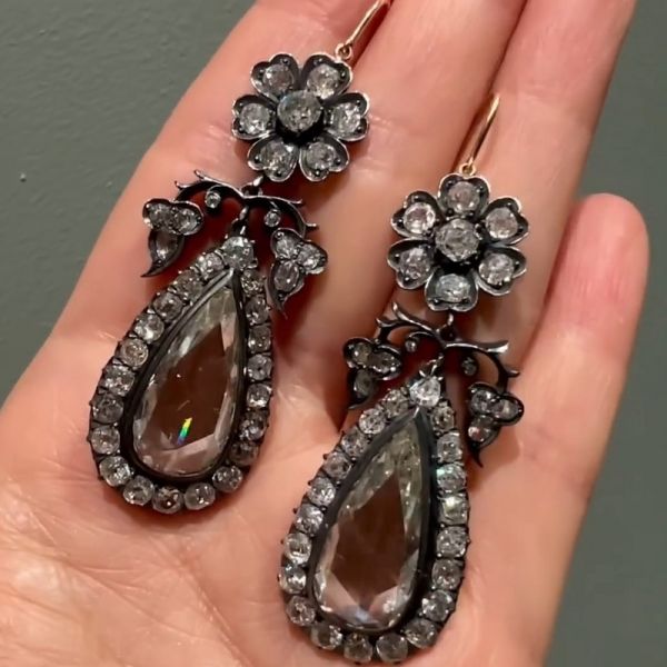 4.99CT Stunning Pear Cut Antique Diamond Pier Earrings