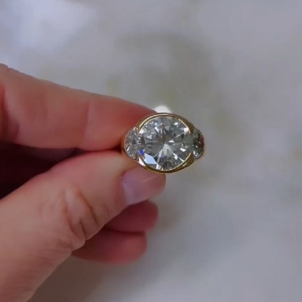 6.2 Carat One-of-a-Kind Ring with Round Diamond and Half-Moon Sides