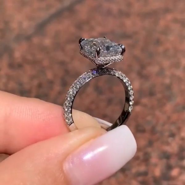 4.38 Carat Emerald Cut  Diamonds Full Eternity Engagement Ring