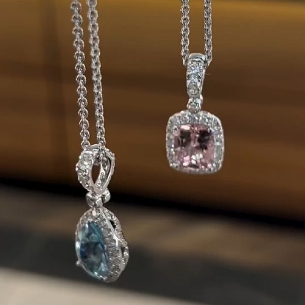 Pastel Diamond Double Halo Pear-Shape Reversible Necklace 