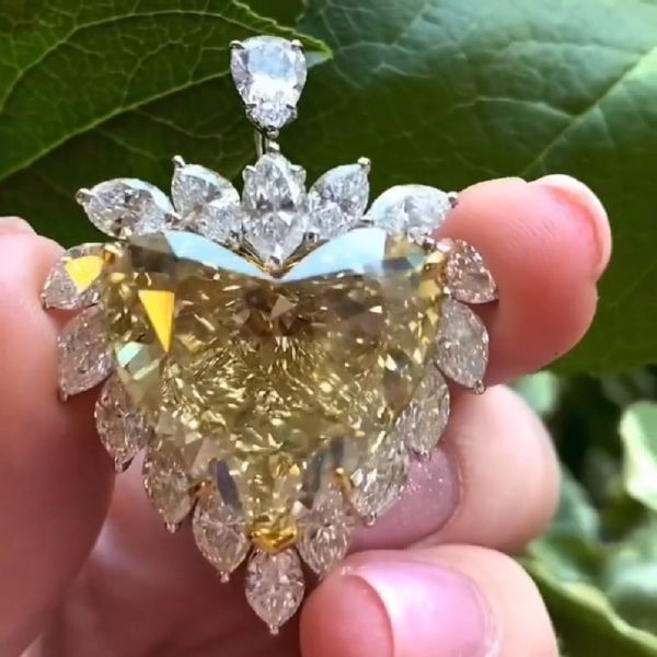 37.66 Carats Featuring Fancy Brownish Yellow Diamond Necklace