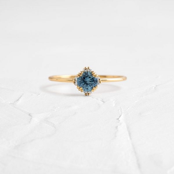0.54ct Round Cut Blue Montana Sapphire Halo Threaded Ring