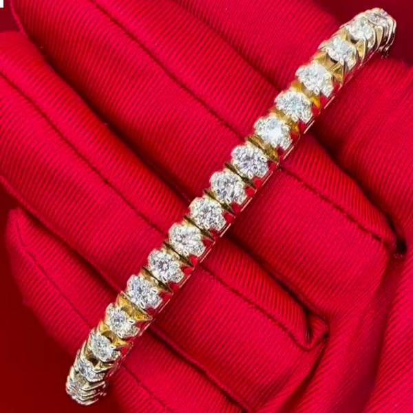 8ct oval-cut diamond sterling silver handmade yellow gold plated bracelet