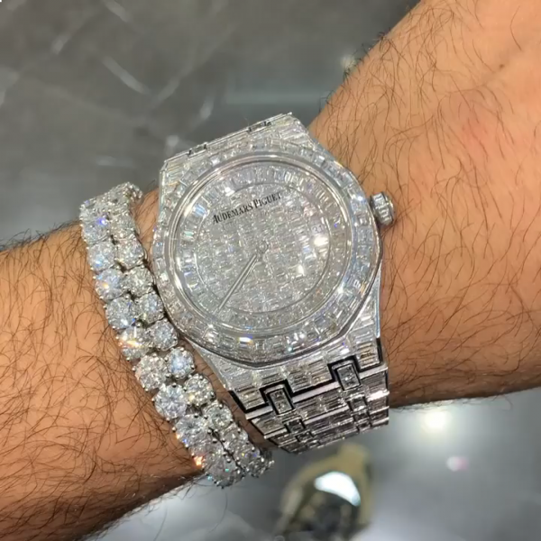 30ct round-cut diamond handmade sterling silver Two bracelets set