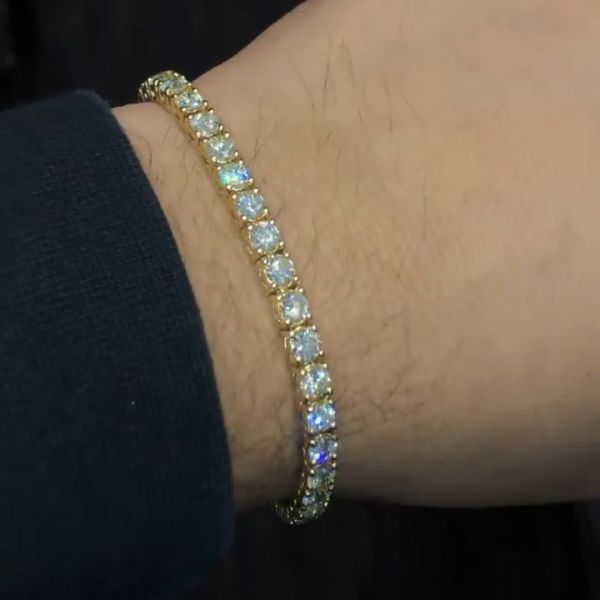 10ct round-cut diamond handmade sterling silver and gold-plated bracelet