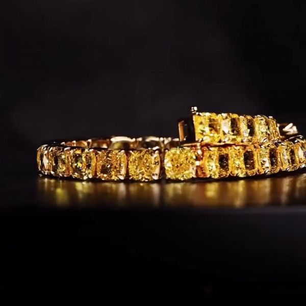 15ct princess-cut yellow diamond handmade sterling silver and gold-plated bracelet