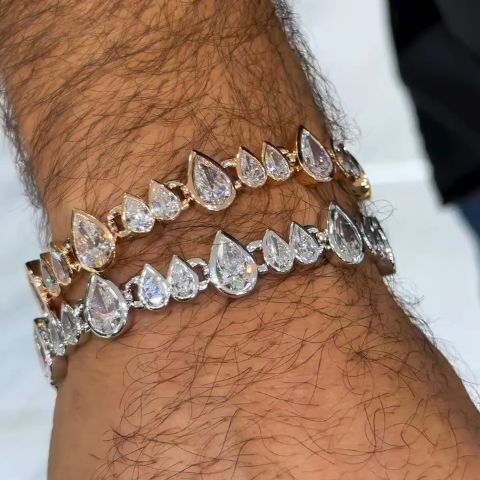 18ct pear-shaped sterling silver handmade luxury bracelet