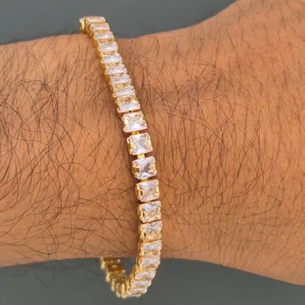 15ct cushion-cut sterling silver handmade bracelet with yellow gold plating