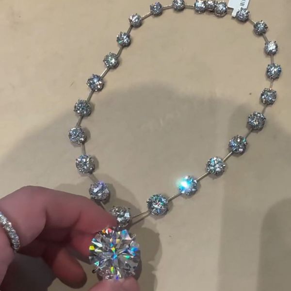 50ct round cut diamond handmade sterling silver necklace