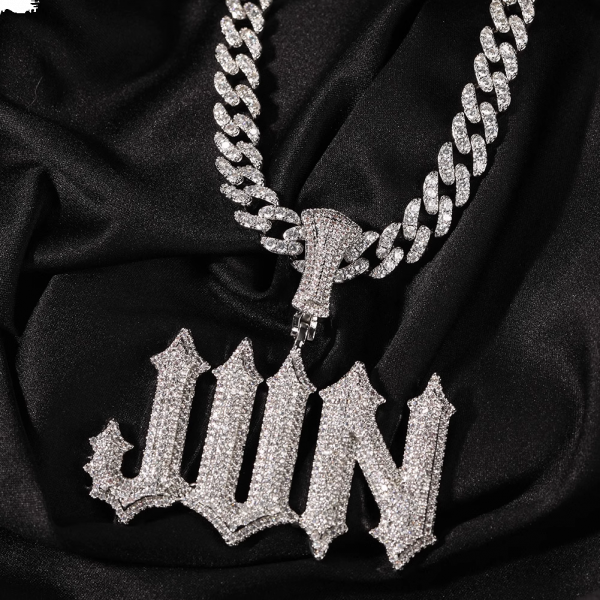 DIY custom burr English letter pendant hip-hop splicing combination personality couple necklace