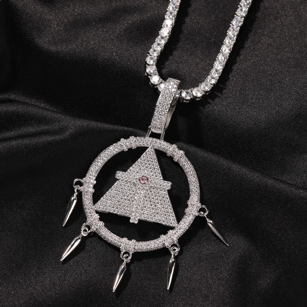 Yu-Gi-Oh Millennium Wisdom Wheel inlaid with zircon geometric retro pendant hip-hop necklace