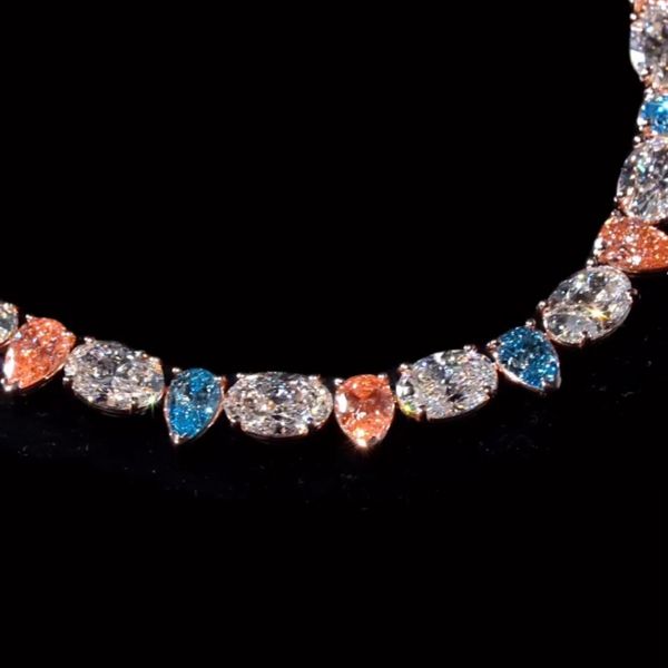 45ct pear-cut and oval-cut diamond handmade sterling silver necklace