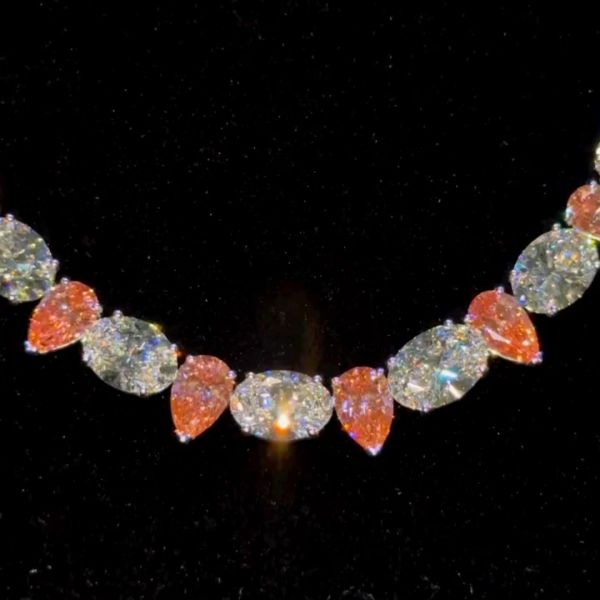 45ct pear-cut and oval-cut diamond handmade sterling silver necklace