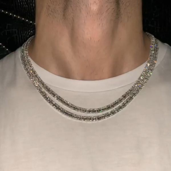 40ct emerald-cut diamond handmade sterling silver necklace