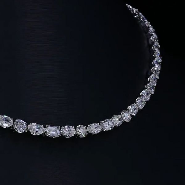 25ct oval-cut diamond handmade sterling silver necklace