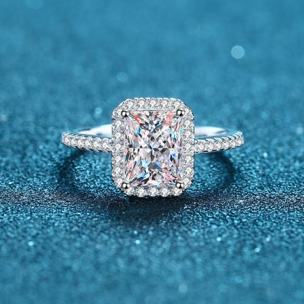 10ct Emerald Cut Sterling Silver Handmade Ring