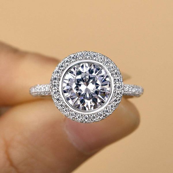 3.0ct Round Cut Diamond Sterling Silver Handmade Engagement Ring