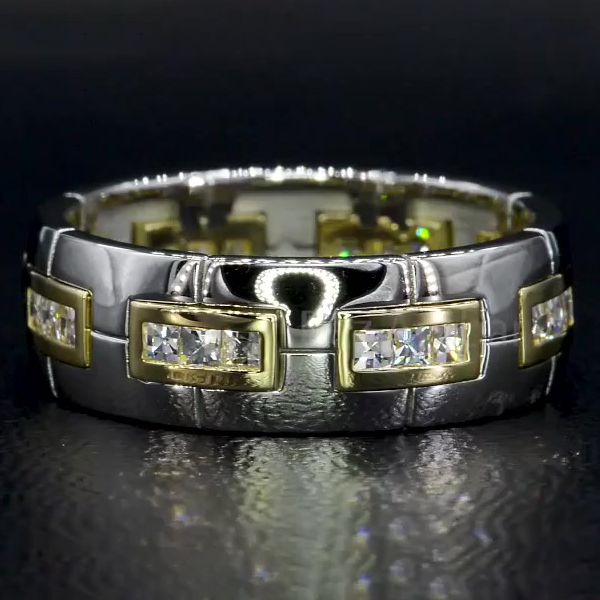 1.75ct Princess Cut White Sapphire Men's Eternity Ring