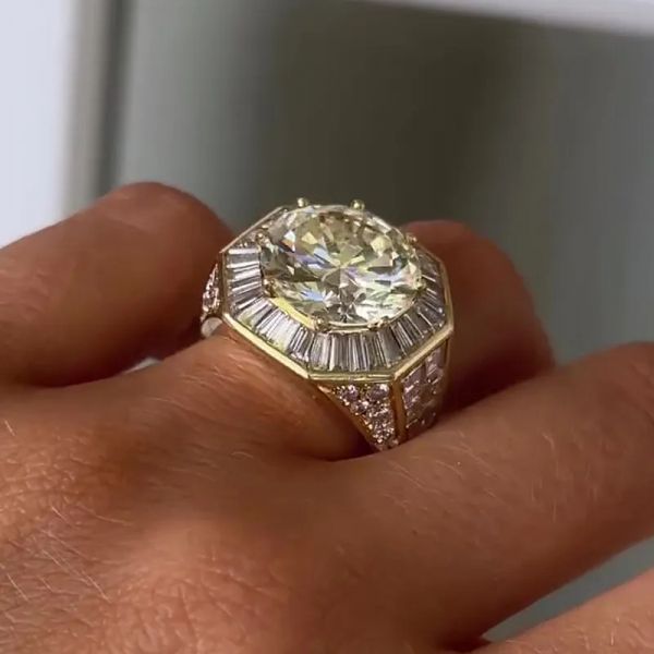 3ct Round Cut White Sapphire Ring for Men