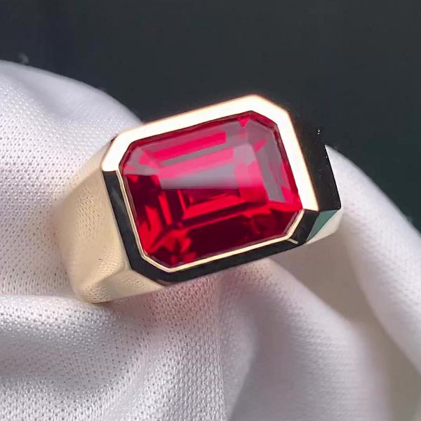 5ct Emerald Cut Garnet Sapphire Men's Ring