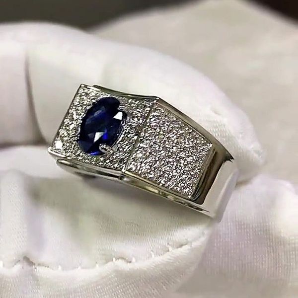 3ct Oval Cut Handmade Sterling Silver Men's Ring