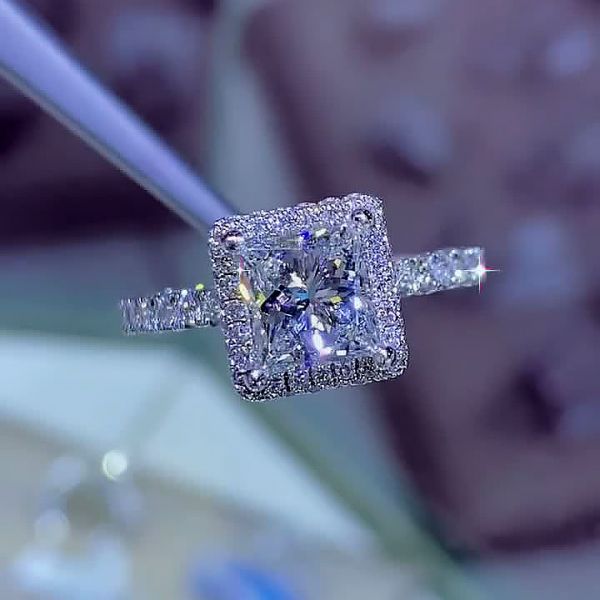 2ct Princess Cut Sterling Silver Handmade Ring 