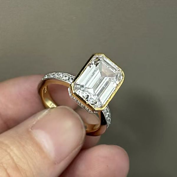 3.5ct Emerald Cut Sterling Silver Handmade Ring