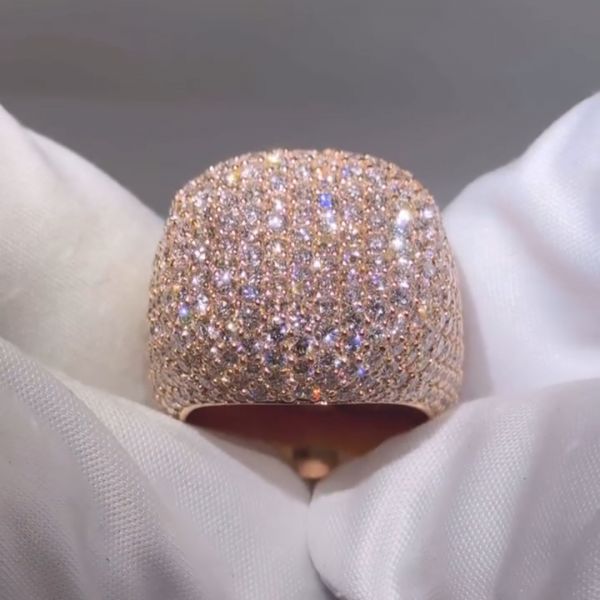 18ct round cut moissanite luxury sterling silver plated rose gold handmade men's ring