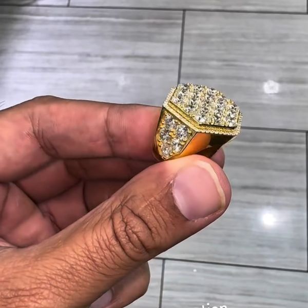 20ct round-cut Zircon sterling silver plated yellow gold handmade ring