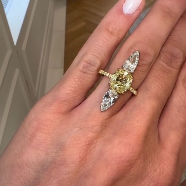5ct Oval Cut Yellow Diamond Handmade Sterling Silver plated yellow gold Ring