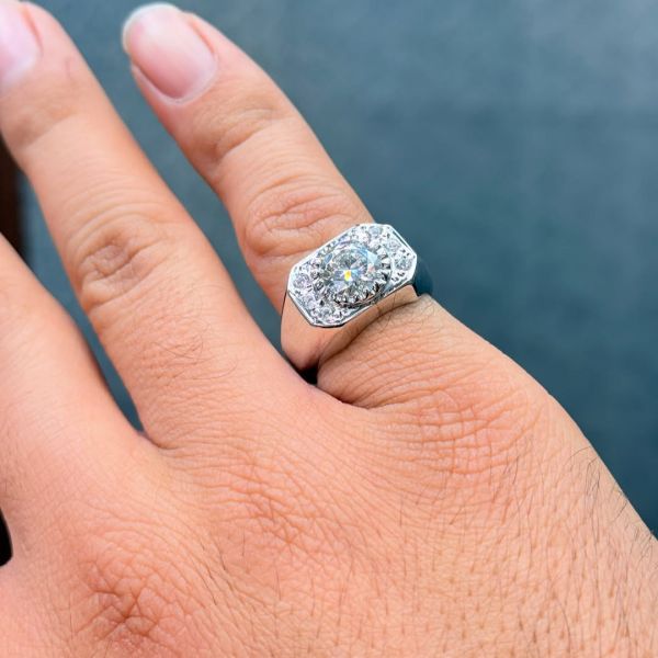 3ct round cut diamond sterling silver handmade ring