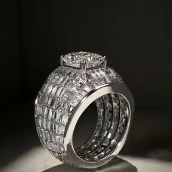 23ctw Princess Cut Diamond Sterling Silver Handmade Ring