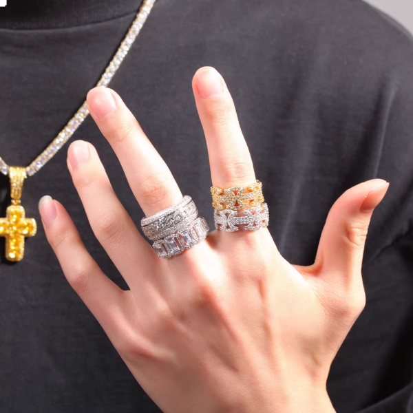 Men's diamond Cuban ring hip hop ring
