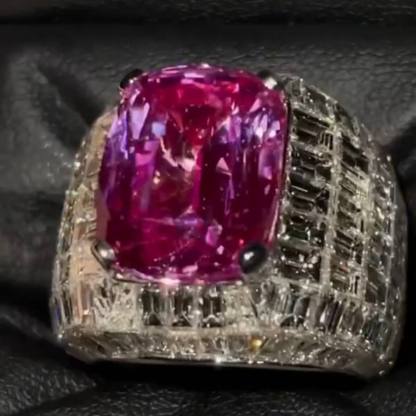 18ct Princess Cut Purple Diamond Sterling Silver Handmade Ring