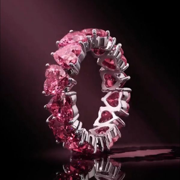 8ct heart-shaped pink diamond noble and elegant handmade ring