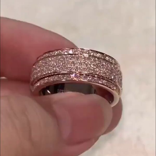 6ct Round Cut Diamond Handmade Sterling Silver Rose Gold Plated Wedding Ring