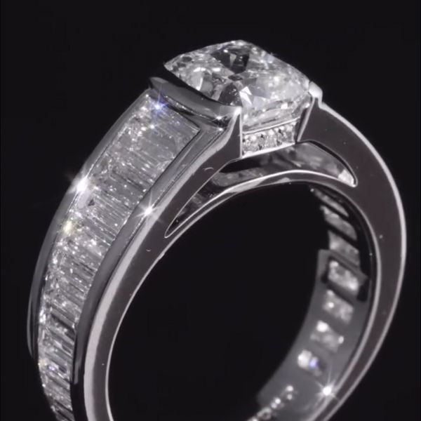 4ct Princess Cut Diamond Sterling Silver Ring