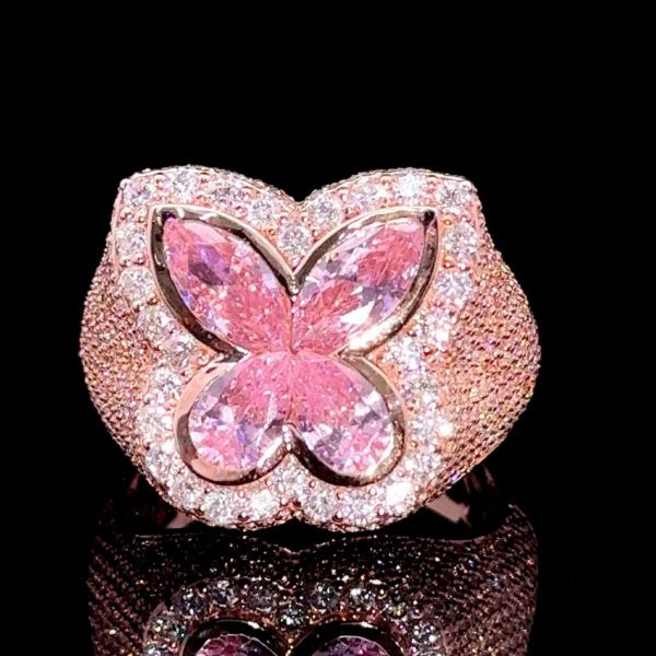 4ct Marquise-cut Pink Diamond Sterling Silver and Rose Gold Plated Ring