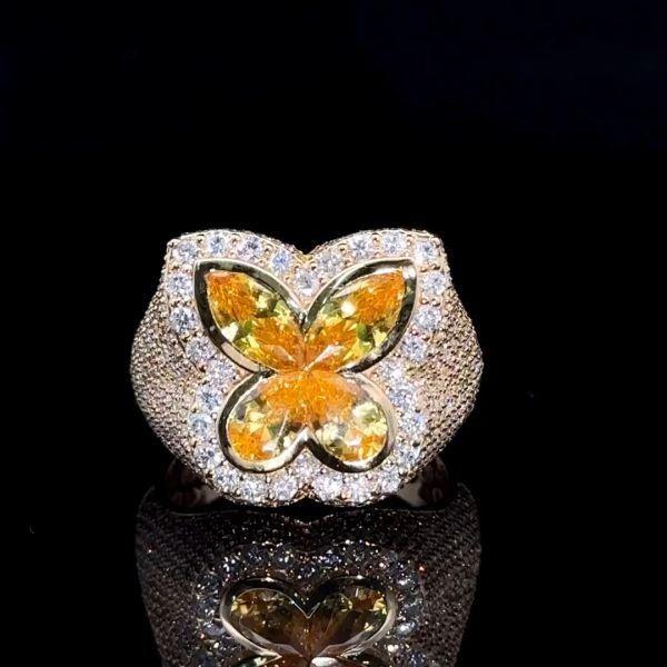 4ct Marquise-cut Yellow Diamond Sterling Silver and Yellow Gold Ring