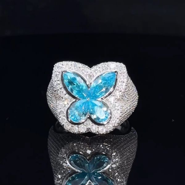4ct Marquise-cut Blue Diamond Sterling Silver Ring