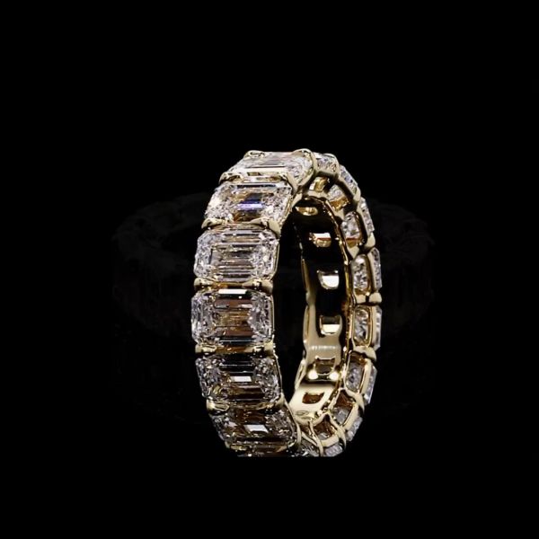 3ct emerald-cut diamond sterling silver and yellow gold plated ring