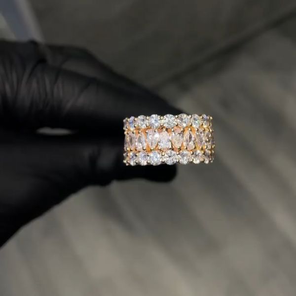 2ct pear-shaped zircon sterling silver plated with gold handmade ring