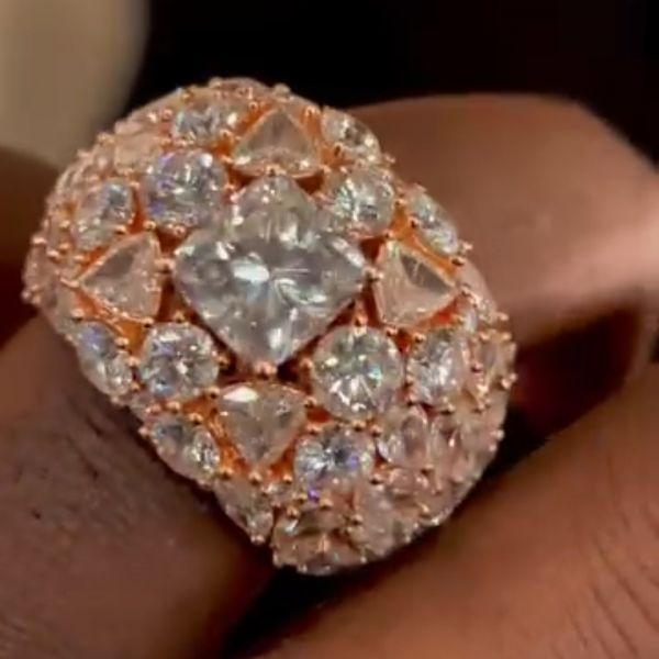 8ct princess-cut zircon sterling silver rose gold plated handmade ring